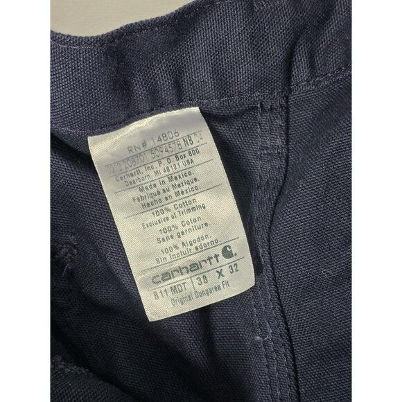 Carhartt Loose Original Fit Washed Duck Work Dungaree Pants Men’s 38X32 Blue - Picture 9 of 16